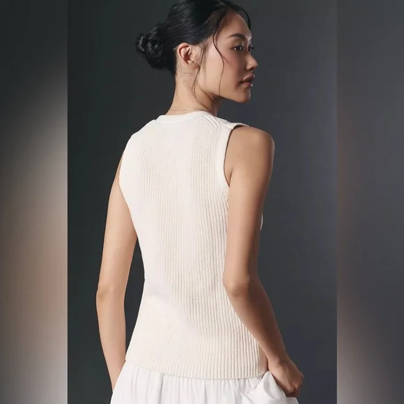 Reformation Faye Cotton Sweater Vest in Gossamer - Picture 4 of 7